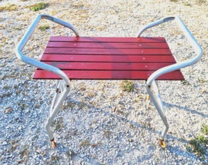 Aluminum & Redwood Slat Patio Pool Lawn Camp ROLLING CART Cedar Vtg RARE CLEAN - Picture 1 of 5