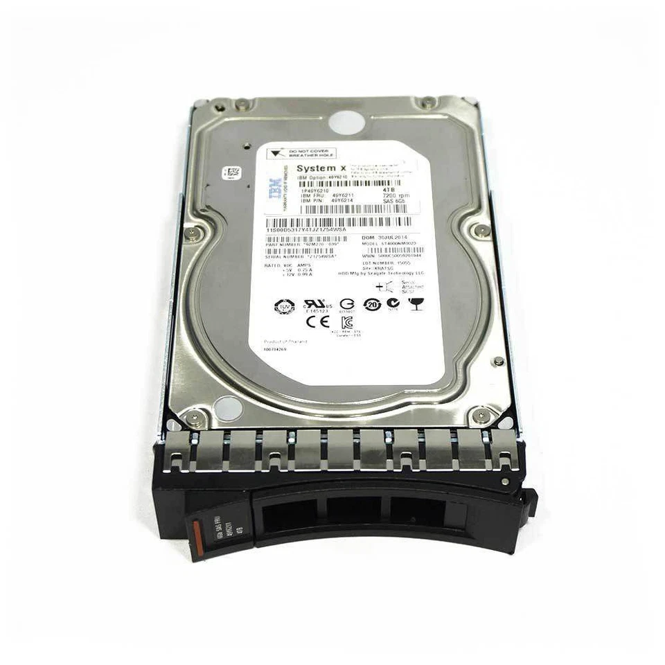IBM 4TB 3.5" SAS HDD w/ Tray 49Y6210 49Y6211 – eBay Certified Refurbished - Image 1 of 1