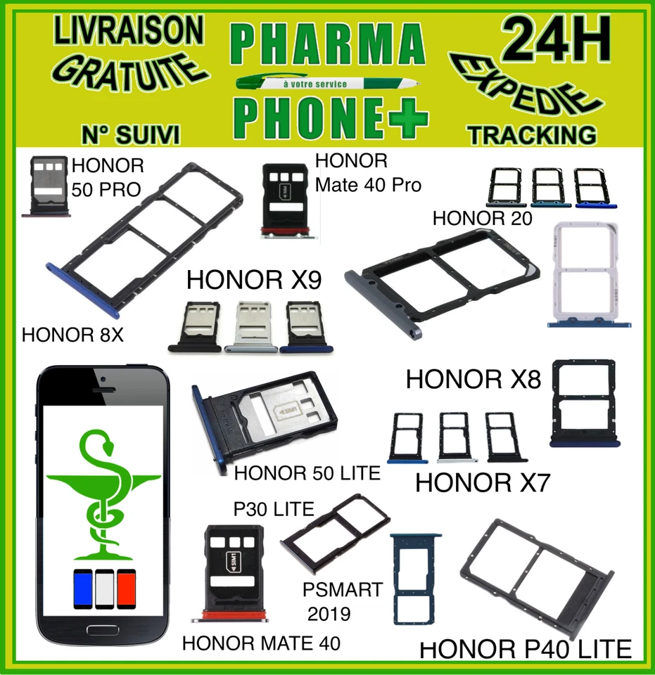 TIROIR PLATEAU CARTE SIM MICRO SD HUAWEI HONOR X9 / HONOR X7 / HONOR X8 🇫🇷