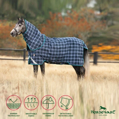 Horseware Rhino® Plus Turnout (0g Light) Navy Check/Indigo - Bild 1 von 4