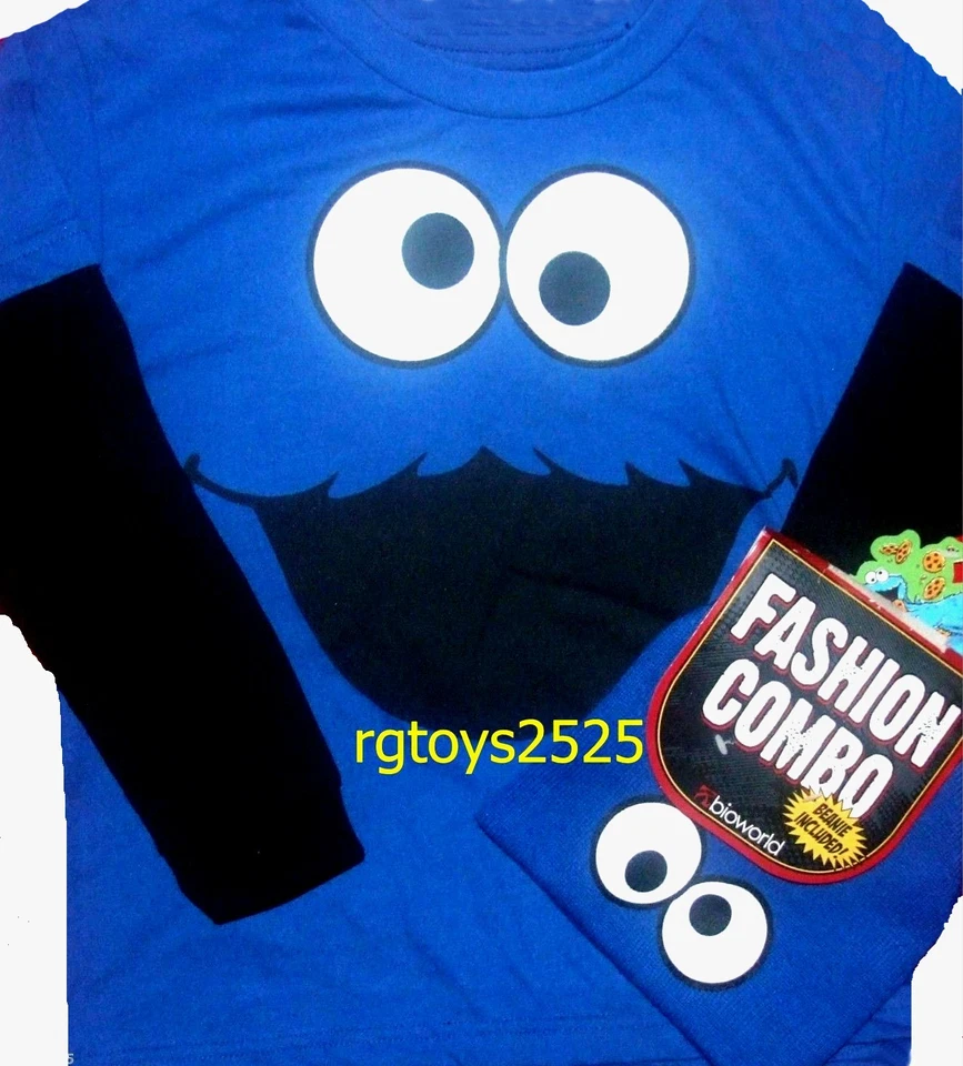 Sesame Street Cookie Monster t-shirt w Beanie New Sz 6-7 S 8 M 10-12 L 14-16 XL - Image 1 of 1