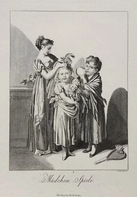 Johann Nepomuck Nussbiegel (1750-1829), Kupferstich "Mädchen Spiele", nach 1805 - Bild 1 von 4