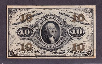 US 10c Fractional Currency Note FR 1255 Ch CU (02) - Image 1 of 2