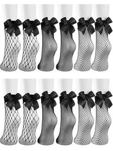 🎀6 Pairs Black Women Fishnet Socks Dress Short Ankle Socks for Cosplay Summer🎀 - Picture 1 of 6