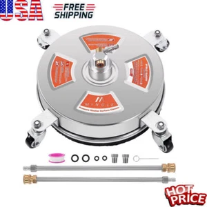 14'' Pressure Washer Surface Cleaner Attachment W/ 2 Extension Wand 4000 PSI New - Picture 1 of 8