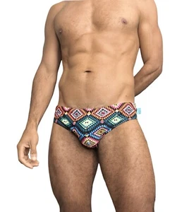 Timoteo Lakeshore Low Rise Swim Brief GEOMETRIC Medium Men - Picture 1 of 12