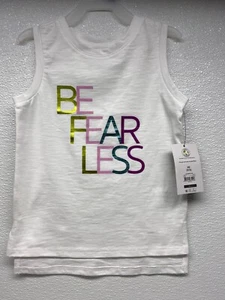 Athletic Works Be Fearless Logo Girls White Tank Top Size: XS (4-5) - Picture 1 of 5