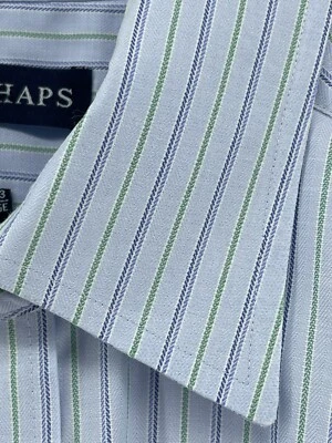 Chaps Easy Care Button Up Dress Shirt Mens Size L Large 16-16.5 32/33 Blue Green - Image 1 of 4