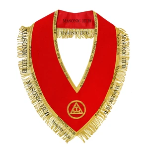 Handmade Masonic Royal Arch Member Collar - Red Velvet with Gold Fringe - Picture 1 of 6