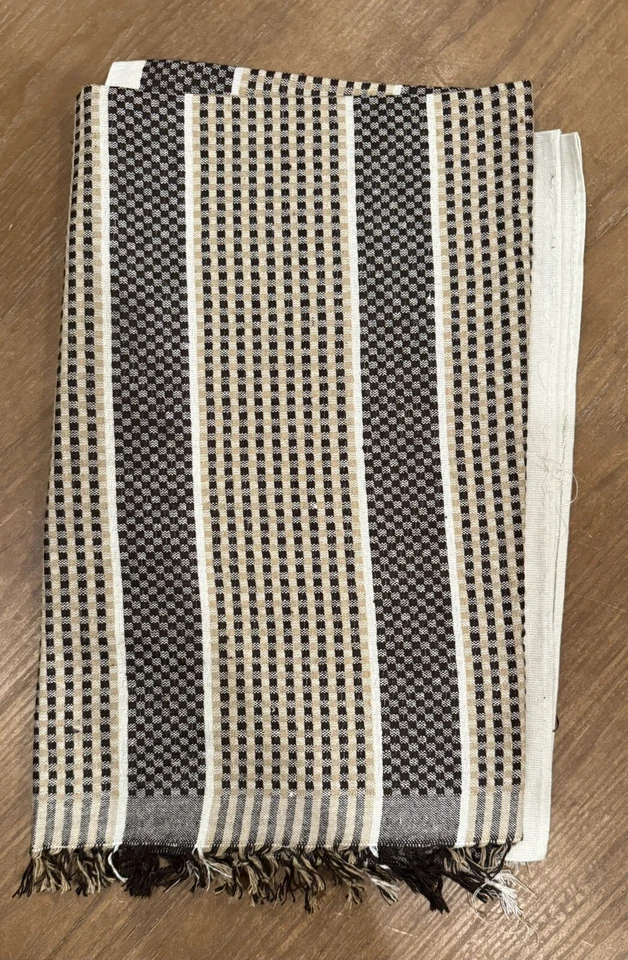 Toalla de pelo tejida ligera 30" x 60" hecha a mano en la India marrón y beige A0132 Foto 1 de 3