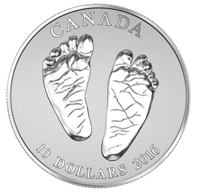 BABY FEET Welcome to the World 2016 CANADA .9999 Pure Silver $10 Coin & Gift Box - Image 1 of 4