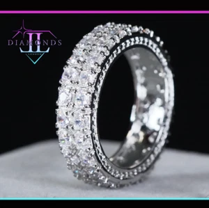 Simulated Diamond Ring, Mens Eternity Ring, Mens Promise Ring, Mens Wedding Ring - Picture 1 of 6