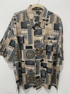 Camisa de vacaciones vintage ALAN STUART para hombre XL abotonada retro geométrica soprano - Imagen 1 de 12