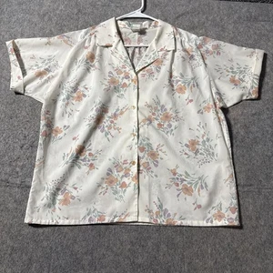 Vintage Koret Floral Button Front Blouse Sz 14 Career Camp Collar USA Made - Picture 1 of 6