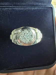 14KT White Gold Men’s Diamond Rolex Style Ring - Picture 1 of 13