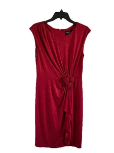 Connected Apparel Kleid Größe 10 Rot Rosen Akzent Ärmellos Glitzer Festlich - Bild 1 von 6