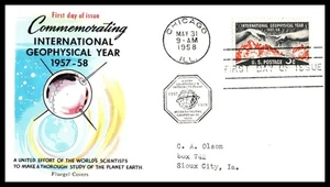 1958 International Geophysical Year IGY Sc 1107 FDC with Fluegel cachet (06 - Picture 1 of 1