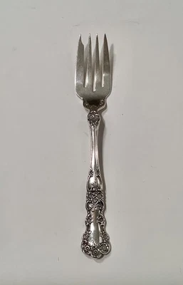 Antiguo tenedor de ensalada Gorham Buttercup mono en la parte posterior marcas antiguas Foto 1 de 4