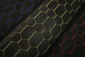 TEJIDOS DE COCHE GAMUZA MICROFIBRA TELA DE ACOLCHADO / AUDI RS HONEYCOMB tela de tapicería acolchada - Imagen 1 de 15