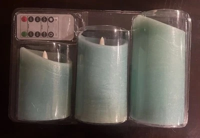 5 Sets of 3 Venta Flameless Battery Pillar Wax Candles with Remote Moving Flame - Image 1 of 4