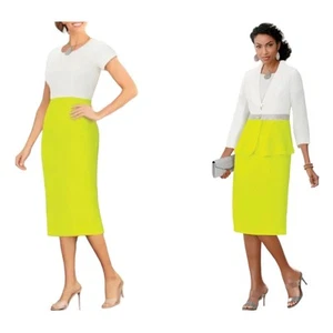 Größe 6 weiß limette Mitternacht Samt Karriere Cocktail formell Party Jacke Kleid Anzug - Bild 1 von 16