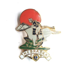 Lions Club International Nebraska Pony Express Rider Horse Sunset Scene Pin - Picture 1 of 3