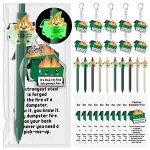 20 Sets Positive Dumpster Fire Pen for Employee Bulk Luminous Pen Keychain Fu... - Picture 1 of 7