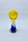 70’s Vintage Murano Jack in the Pulpit Vase 8” Calla Lily Yellow and Cobalt Blue