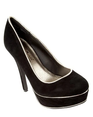 WOMENS BLACK PLATFORM SMART OFFICE WORK CASUAL HEEL COURT SHOES LADIES SIZE - Image 1 of 4