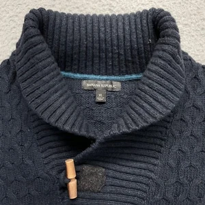 Banana Republic Sweater Mens XL Navy Wool Blend Cable Knit Pullover Shawl Collar - Picture 1 of 13