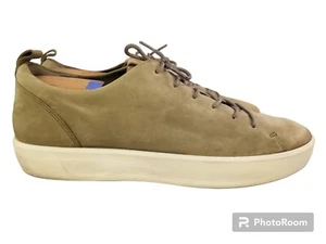 ecco man street shoes sneakers nubuck taupe green size 47/13 tray - Picture 1 of 8