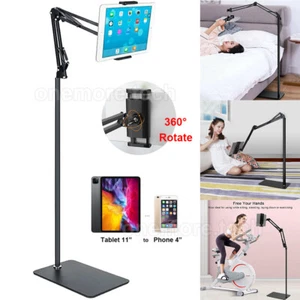 Tablet Floor Stand Adjustable Arm Hands Free Phone Holder For 4-11" iPad iPhone - Picture 1 of 12