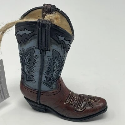 Nueva Bota de Vaquero Azul ADORNO DE NAVIDAD 3 Pulgadas Western Country Vaquera*+ Foto 1 de 4