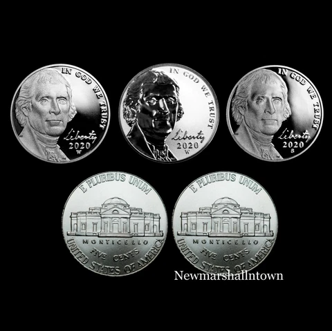 2020 P+D+S+W+W Jefferson Proof Mint Set ~ Three Proofs and PD from Bank Rolls Cover