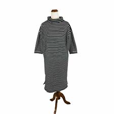 ALPHA60 Cotton Striped Dress Size XXS Relaxed Body Fit Short Sleeve Mock Neck