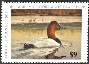 2010 Delaware Duck Stamp, #DE31, Canvasbacks by Steve Oliver - Picture 1 of 2