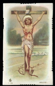 VINTAGE HOLY CARD OF JESUS ON THE CROSS - Picture 1 of 1