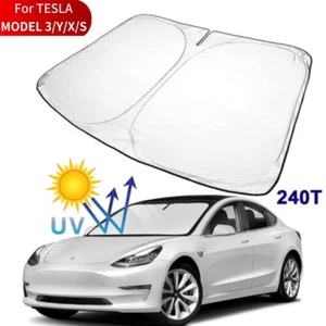 For Tesla Model Y/3 Windshield Sun Shade Front Cover UV Visor Sunshade Foldable - Foto 1 di 10