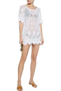 NWT $395 Miguelina Crochet Lace White Coverup Top Resort Caftan Kaftan XS S - Picture 1 of 6