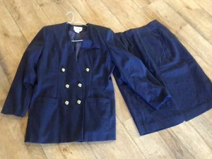 Worthington Lined Blazer & Skirt Set Suit Navy Womens Sz 14 Vintage - Picture 1 of 1