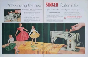 Vintage Singer Nähautomat Druckanzeige Doppelseite, Fingerspitze von 1956  - Bild 1 von 1