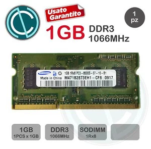 SAMSUNG MEMORIA RAM 1GB 1Rx8 PC3 8500S DDR3 1066MHZ SODIMM MACBOOK LAPTOP NOTE - Imagen 1 de 1