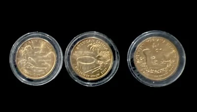 Quarters 3 Territories Uncirculated in capsules. 2009 24k gold plated - Image 1 of 2