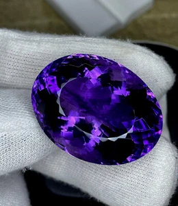 Natural Violet Amethyst 40 Ct Loose Gemstone Certified Transparent For Jewelry - Picture 1 of 6