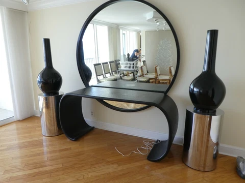 1970'S  DESIGNER SCROLLED LEG CONSOLE TABLE Cover