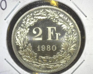 SWITZERLAND 1980 2 FRANCS KM21a.1 GEM BRILLIANT UNCIRCULATED ~D47 - Picture 1 of 2