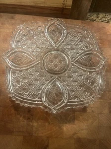 Vintage Clear Glass Ruffled Edge Pedestal Candy Dish 10" - Picture 1 of 9