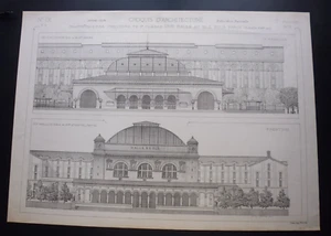 croquis architecture  1875 : halle au  blé pour Paris , concours  de 1ére classe - Picture 1 of 7