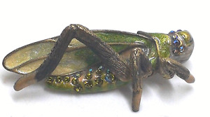 Jay Strongwater Green Crystal Accent Grasshopper Pin Brooch EUC VTG Retired