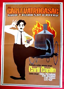 POSTER FILM EXYU Fireman anni 60 CHARLIE CHAPLIN COMMEDIA RARO - Foto 1 di 2
